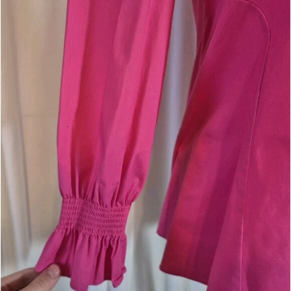 Pomander Place Tuckernuck Easton Blouse Top XS Hot Pink Cotton Blend - Picture 4 of 11